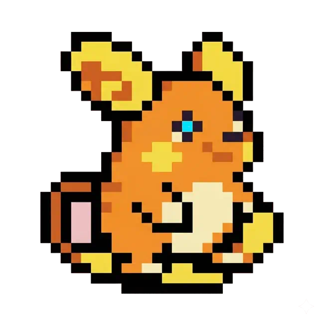 おりじなるの どっとえ 0026 らいちゅう　あろーらのすがた のいめーじ Original pixel art of 0026 Alolan Raichu