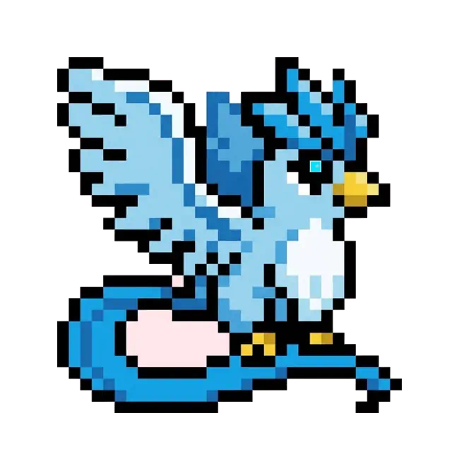 おりじなるの どっとえ 0144 ふりーざー のいめーじ Original pixel art of 0144 Articuno