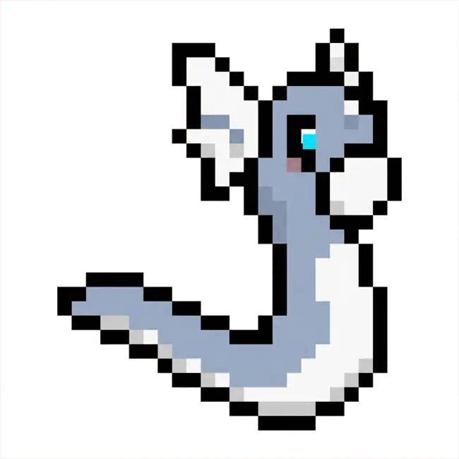 おりじなるの どっとえ 0147 みにりゅう のいめーじ Original pixel art of 0147 Dratini