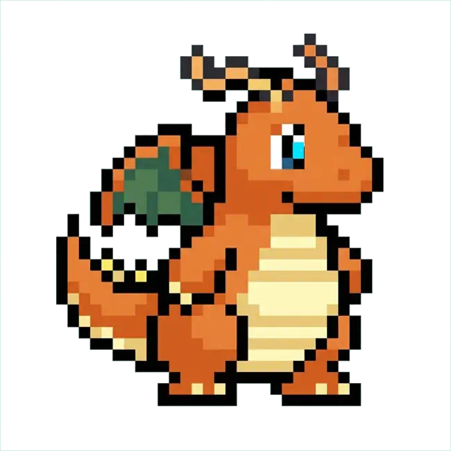 おりじなるの どっとえ 0149 かいりゅー のいめーじ Original pixel art of 0149 Dragonite