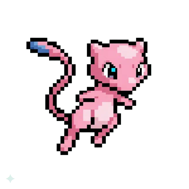 おりじなるの どっとえ 0151 みゅう のいめーじ Original pixel art of 0151 Mew