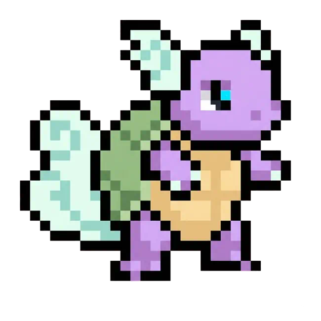 おりじなるの どっとえ 0008 かめーる いろちがいのいめーじ Original pixel art of 0008 Wartortle Shiny