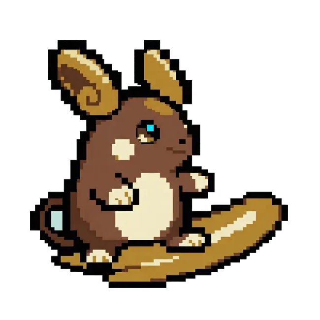 おりじなるの どっとえ 0026 らいちゅう　あろーらのすがた いろちがいのいめーじ Original pixel art of 0026 Alolan Raichu Shiny