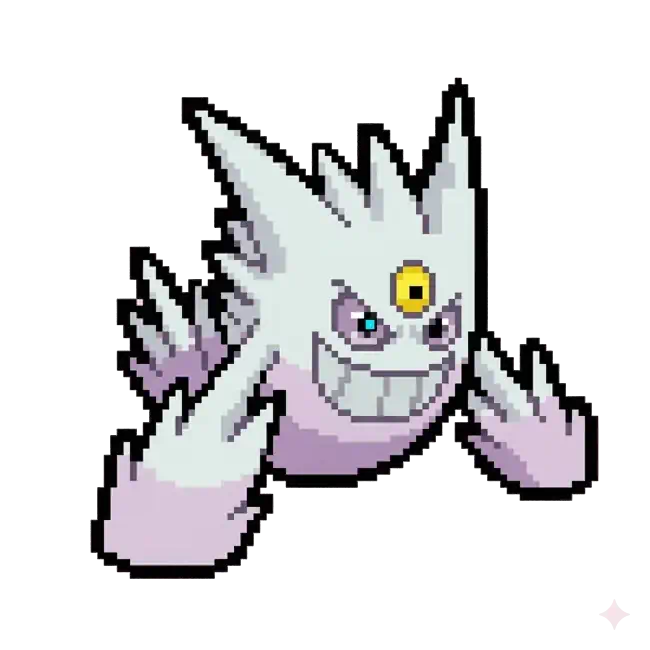 おりじなるの どっとえ 0094 めがげんがー いろちがいのいめーじ Original pixel art of 0094 Mega Gengar Shiny