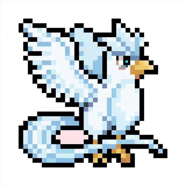 おりじなるの どっとえ 0144 ふりーざー いろちがいのいめーじ Original pixel art of 0144 Articuno Shiny