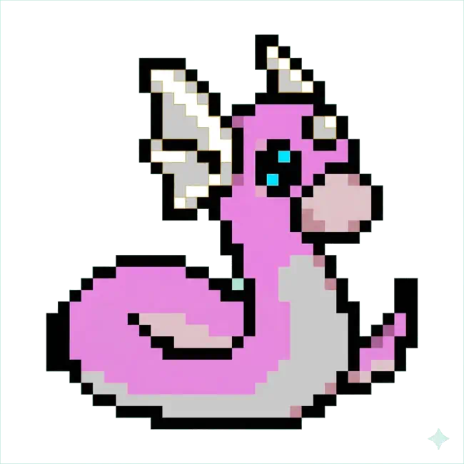 おりじなるの どっとえ 0147 みにりゅう いろちがいのいめーじ Original pixel art of 0147 Dratini Shiny