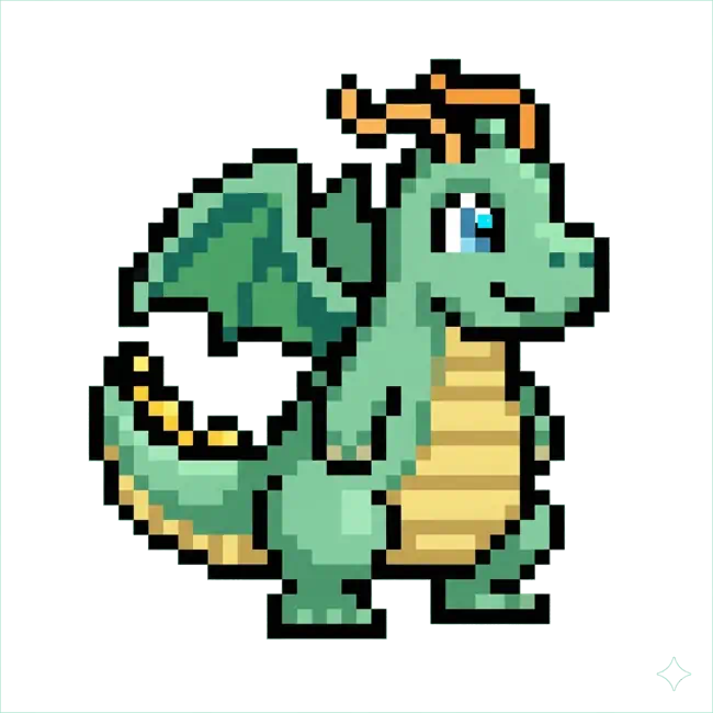 おりじなるの どっとえ 0149 かいりゅー いろちがいのいめーじ Original pixel art of 0149 Dragonite Shiny