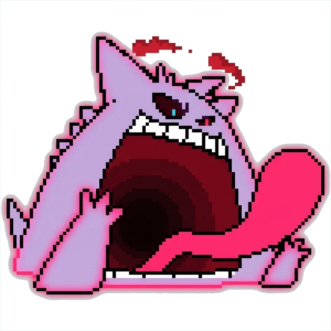 おりじなるの どっとえ 0094 げんがー　きょだいまっくすのすがた いろちがいのいめーじ Original pixel art of 0094 Gigantamax Gengar Shiny